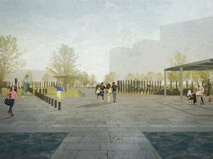 GARDEN BOLLARDS VIEW FROM ENTRY