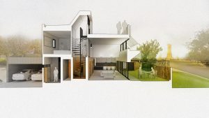 PERFORATED HOUSE DRAWING SECTIONAL PERSPECTIVE